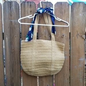 Draper James Straw Tote Bag with Scarf